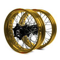 Honda Talon / Excel Supermoto Non Cush Gold Rims / Black Hubs Wheel Set CRF250 2014-17 CRF450 2013-17 17*3.50 / 17*4.25