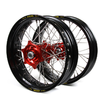 Honda Talon / Excel Supermoto Non Cush Black Rims / Red Hubs Wheel Set CRF250 2014-17 CRF450 2013-17 17*3.50 / 17*4.25