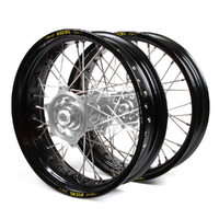 Honda Talon / Excel Supermoto Non Cush Black Rims / Silver Hubs Wheel Set CRF250 2014-17 CRF450 2013-17 17*3.50 / 17*4.25