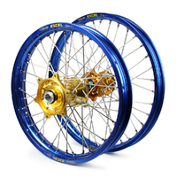 Sherco Talon / Excel SNR MX Blue Rims / Gold Hubs Wheel Set 250-300-450-510 2005-17 21*1.6 / 18*2.15