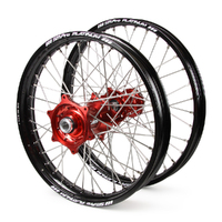 Honda Talon / Platinum SNR MX Black Rims / Red Hubs Wheel Set CR125-250 2000-01 21 / 19*2.15