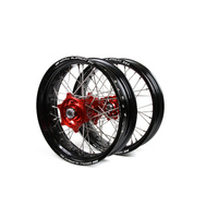 Honda Talon / Platinum Supermoto Non Cush Black Rims / Red Hubs Wheel Set XR 650 2000-2011 17*3.50 / 17*4.25