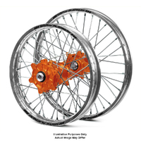 KTM 790-1090-1190-1290 Adv Silver Platinum Rims / Orange Talon Hubs Wheel Set