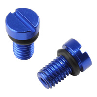 Zeta Front Fork Air Valve Cap Screws for 2016-2019 Yamaha YZ450FX - KYB / Showa (2 Pack) Blue